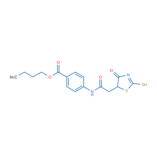 Butyl 4-(2-(2-mercapto-4-oxo-4,5-dihydrothiazol-5-yl)acetamido)benzoate 1g