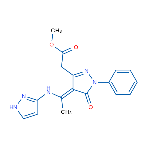 Methyl 2-(4-(1-((1H-pyrazol-3-yl)amino)ethylidene)-5-oxo-1-phenyl-4,5-dihydro-1H-pyrazol-3-yl)acetate 5g