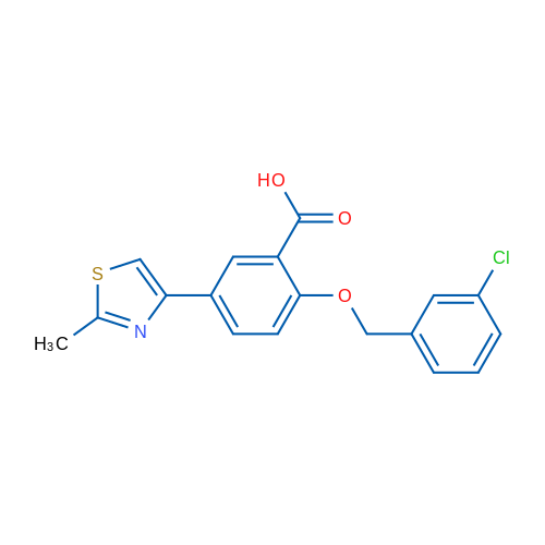 2-((3-Chlorobenzyl)oxy)-5-(2-methylthiazol-4-yl)benzoic acid 1g