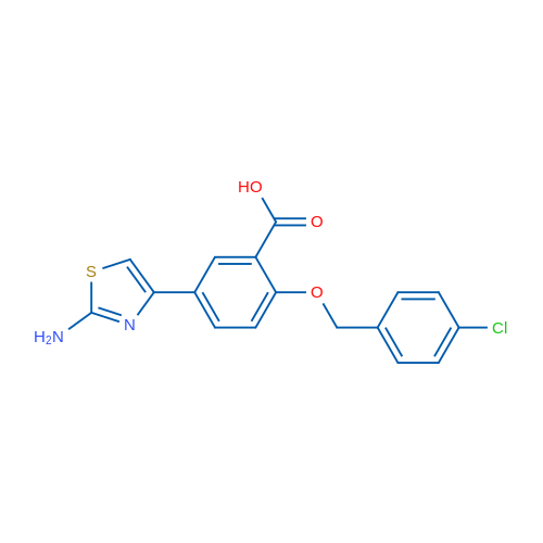 5-(2-Aminothiazol-4-yl)-2-((4-chlorobenzyl)oxy)benzoic acid 1g