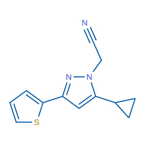 2-(5-cyclopropyl-3-(thiophen-2-yl)-1H-pyrazol-1-yl)acetonitrile 1g