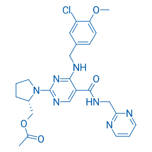 (S)-(1-(4-((3-Chloro-4-methoxybenzyl)amino)-5-((pyrimidin-2-ylmethyl)carbamoyl)pyrimidin-2-yl)pyrrolidin-2-yl)methyl acetate 100mg