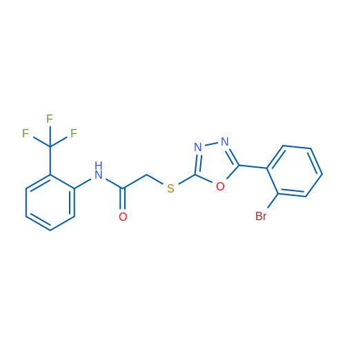 2-((5-(2-Bromophenyl)-1,3,4-oxadiazol-2-yl)thio)-N-(2-(trifluoromethyl)phenyl)acetamide 1g