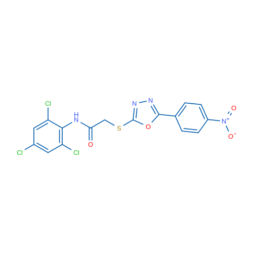 2-((5-(4-Nitrophenyl)-1,3,4-oxadiazol-2-yl)thio)-N-(2,4,6-trichlorophenyl)acetamide 1g