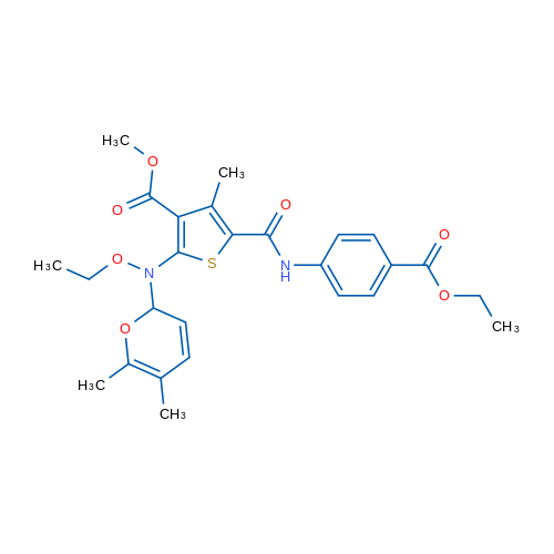 Methyl 2-((5,6-dimethyl-2H-pyran-2-yl)(ethoxy)amino)-5-((4-(ethoxycarbonyl)phenyl)carbamoyl)-4-methylthiophene-3-carboxylate 1g