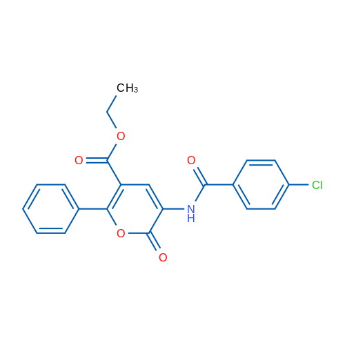 Ethyl 3-(4-chlorobenzamido)-2-oxo-6-phenyl-2H-pyran-5-carboxylate 1g