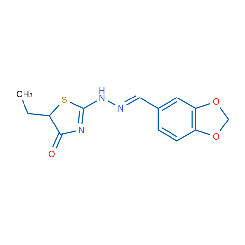 1,3-BEnzodioxole-5-carbaldehyde (5-ethyl-4-oxo-4,5-dihydro-1,3-thiazol-2-yl)hydrazone 1g