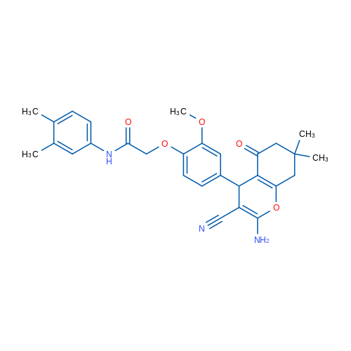 2-(4-(2-Amino-3-cyano-7,7-dimethyl-5-oxo-5,6,7,8-tetrahydro-4H-chromen-4-yl)-2-methoxyphenoxy)-N-(3,4-dimethylphenyl)acetamide 1g