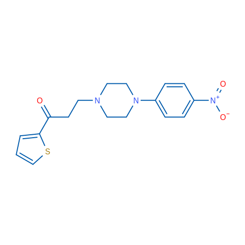 3-(4-(4-Nitrophenyl)piperazin-1-yl)-1-(thiophen-2-yl)propan-1-one 1g