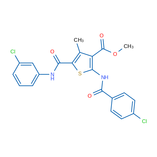 Methyl 2-(4-chlorobenzamido)-5-((3-chlorophenyl)carbamoyl)-4-methylthiophene-3-carboxylate 1g