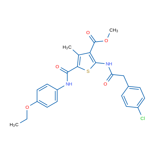 Methyl 2-(2-(4-chlorophenyl)acetamido)-5-((4-ethoxyphenyl)carbamoyl)-4-methylthiophene-3-carboxylate 1g