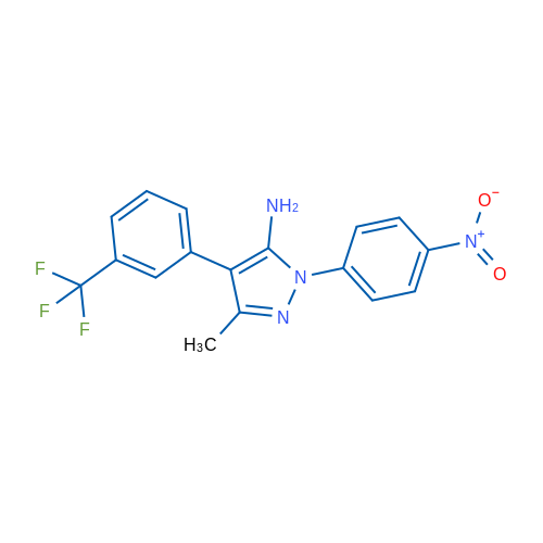 3-Methyl-1-(4-nitrophenyl)-4-(3-(trifluoromethyl)phenyl)-1H-pyrazol-5-amine 1g