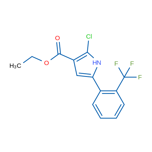 Ethyl 2-chloro-5-(2-(trifluoromethyl)phenyl)-1H-pyrrole-3-carboxylate 250mg