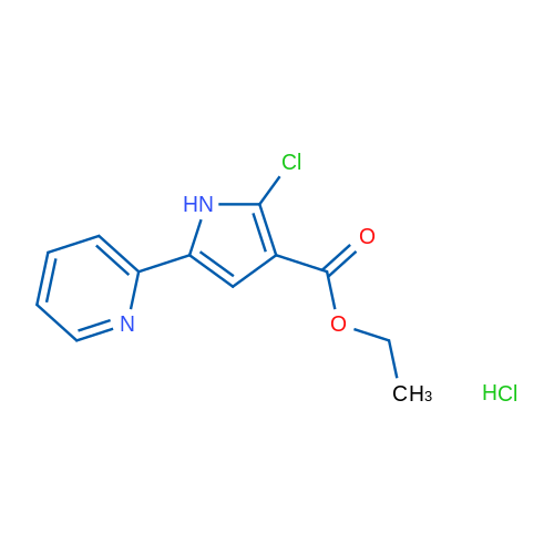 Ethyl 2-chloro-5-(pyridin-2-yl)-1H-pyrrole-3-carboxylate hydrochloride 250mg