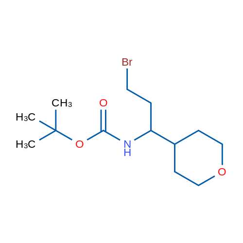 tert-Butyl (3-bromo-1-(tetrahydro-2H-pyran-4-yl)propyl)carbamate 250mg