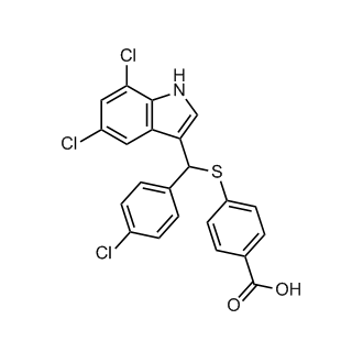 4-(((4-Chlorophenyl)(5,7-dichloro-1H-indol-3-yl)methyl)thio)benzoic acid