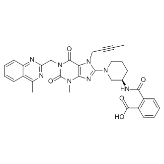 (R)-2-((1-(7-(but-2-yn-1-yl)-3-methyl-1-((4-methylquinazolin-2-yl)methyl)-2,6-dioxo-2,3,6,7-tetrahydro-1H-purin-8-yl)piperidin-3-yl)carbamoyl)benzoic acid