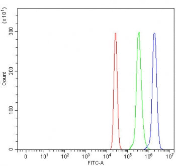 Flow cytometry testing of human U937 cells with Optic atrophy 3 antibody at 1ug/million cells (block