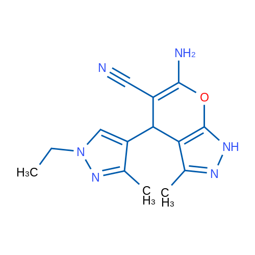 6-Amino-4-(1-ethyl-3-methyl-1H-pyrazol-4-yl)-3-methyl-1,4-dihydropyrano[2,3-c]pyrazole-5-carbonitrile 1g