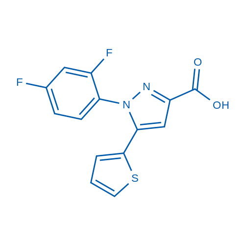 1-(2,4-Difluorophenyl)-5-(thiophen-2-yl)-1H-pyrazole-3-carboxylic acid 50mg
