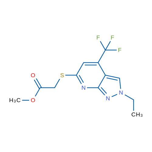 Methyl 2-((2-ethyl-4-(trifluoromethyl)-2H-pyrazolo[3,4-b]pyridin-6-yl)thio)acetate 5g