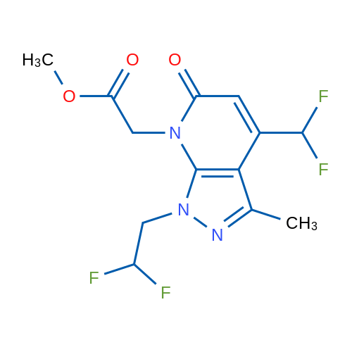 Methyl 2-(1-(2,2-difluoroethyl)-4-(difluoromethyl)-3-methyl-6-oxo-1H-pyrazolo[3,4-b]pyridin-7(6H)-yl)acetate 1g