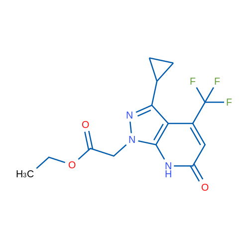 Ethyl 2-(3-cyclopropyl-6-oxo-4-(trifluoromethyl)-6,7-dihydro-1H-pyrazolo[3,4-b]pyridin-1-yl)acetate 1g
