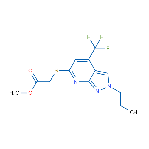 Methyl 2-((2-propyl-4-(trifluoromethyl)-2H-pyrazolo[3,4-b]pyridin-6-yl)thio)acetate 5g