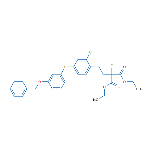 2-{2-[4-(3-Benzyloxy-phenylsulfanyl)-2-chloro-phenyl]-ethyl}-2-fluoro-malonic acid diethyl ester 1g