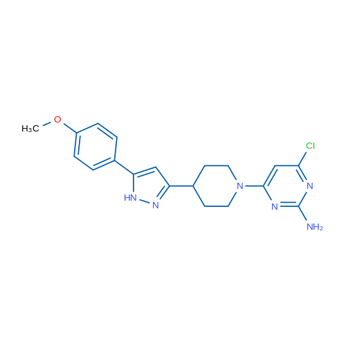 4-Chloro-6-{4-[5-(4-methoxyphenyl)-1H-pyrazol-3-yl]piperidin-1-yl}pyrimidin-2-amine 1g