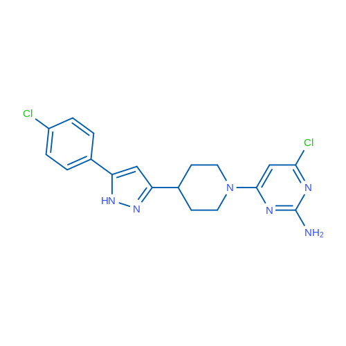 4-Chloro-6-{4-[5-(4-chlorophenyl)-1H-pyrazol-3-yl]piperidin-1-yl}pyrimidin-2-amine 1g