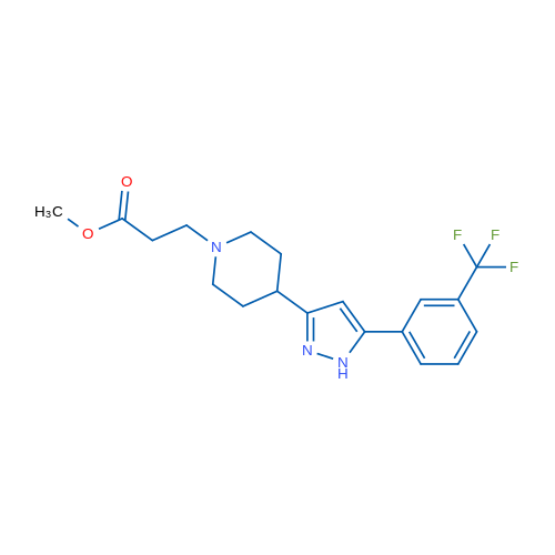 Methyl 3-(4-{5-[3-(trifluoromethyl)phenyl]-1H-pyrazol-3-yl}piperidin-1-yl)propanoate 1g