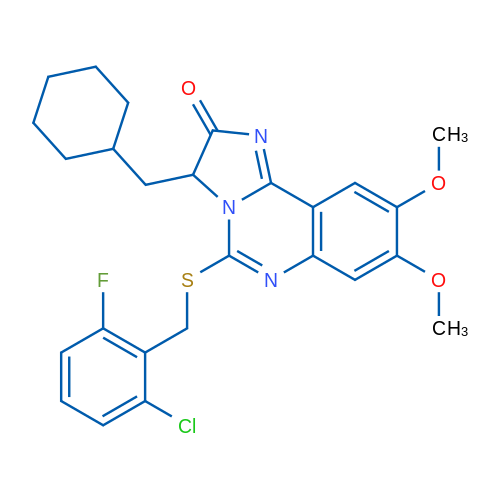 5-{[(2-chloro-6-fluorophenyl)methyl]sulfanyl}-3-(cyclohexylmethyl)-8,9-dimethoxy-2H,3H-imidazo[1,2-c]quinazolin-2-one 1g
