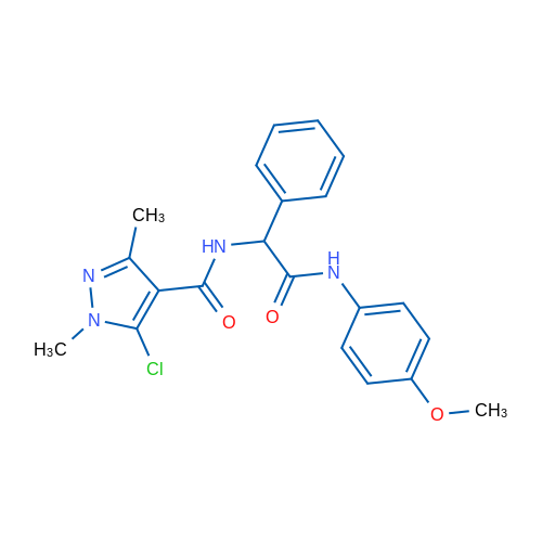 2-[(5-Chloro-1,3-dimethyl-1H-pyrazol-4-yl)formamido]-N-(4-methoxyphenyl)-2-phenylacetamide 1g