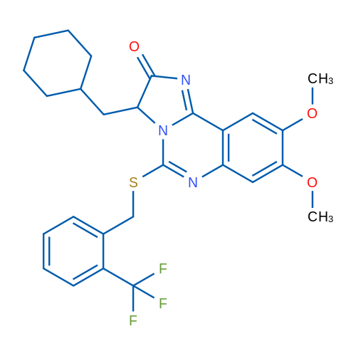 3-(Cyclohexylmethyl)-8,9-dimethoxy-5-({[2-(trifluoromethyl)phenyl]methyl}sulfanyl)-2H,3H-imidazo[1,2-c]quinazolin-2-one 1g