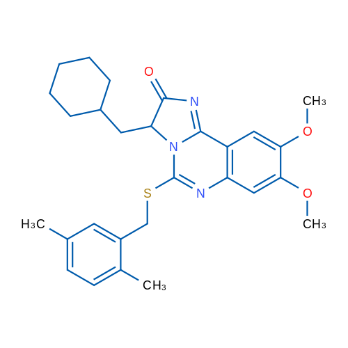 3-(Cyclohexylmethyl)-5-{[(2,5-dimethylphenyl)methyl]sulfanyl}-8,9-dimethoxy-2H,3H-imidazo[1,2-c]quinazolin-2-one 1g
