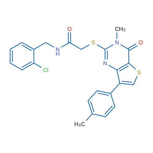N-[(2-Chlorophenyl)methyl]-2-{[3-methyl-7-(4-methylphenyl)-4-oxo-3H,4H-thieno[3,2-d]pyrimidin-2-yl]sulfanyl}acetamide 1g