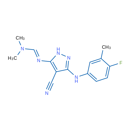 (E)-N'-{4-cyano-3-[(4-fluoro-3-methylphenyl)amino]-1H-pyrazol-5-yl}-N,N-dimethylmethanimidamide 1g