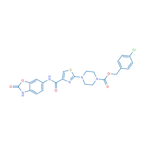 4-Chlorobenzyl 4-(4-((2-oxo-2,3-dihydrobenzo[d]oxazol-6-yl)carbamoyl)thiazol-2-yl)piperazine-1-carboxylate 1g