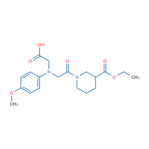 2-((2-(3-(Ethoxycarbonyl)piperidin-1-yl)-2-oxoethyl)(4-methoxyphenyl)amino)acetic acid 5g