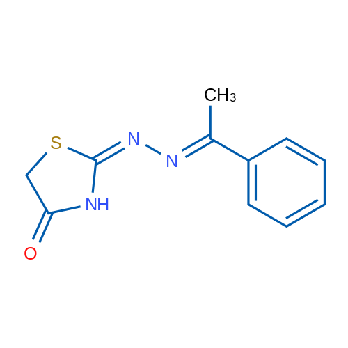 (2E)-2-[(E)-2-(1-Phenylethylidene)hydrazin-1-ylidene]-1,3-thiazolidin-4-one 1g