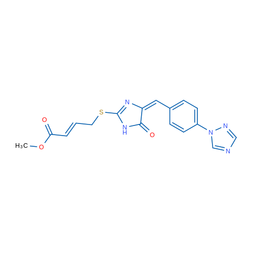 Methyl (2E)-4-{[(4E)-5-oxo-4-{[4-(1H-1,2,4-triazol-1-yl)phenyl]methylidene}-4,5-dihydro-1H-imidazol-2-yl]sulfanyl}but-2-enoate 1g