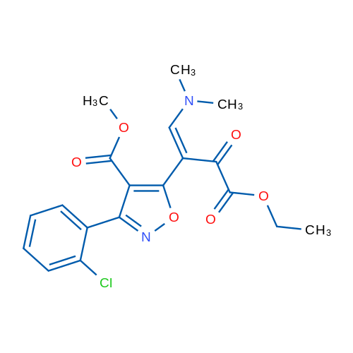 Methyl 3-(2-chlorophenyl)-5-[(1Z)-1-(dimethylamino)-4-ethoxy-3,4-dioxobut-1-en-2-yl]-1,2-oxazole-4-carboxylate 1g