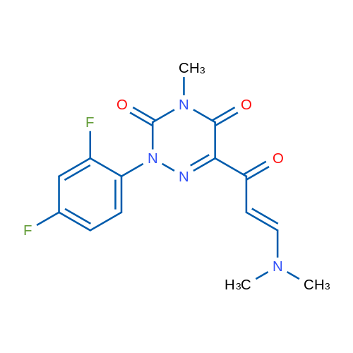 2-(2,4-Difluorophenyl)-6-[(2E)-3-(dimethylamino)prop-2-enoyl]-4-methyl-2,3,4,5-tetrahydro-1,2,4-triazine-3,5-dione 1g