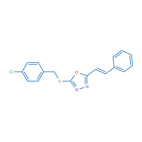 2-{[(4-chlorophenyl)methyl]sulfanyl}-5-[(E)-2-phenylethenyl]-1,3,4-oxadiazole 1g