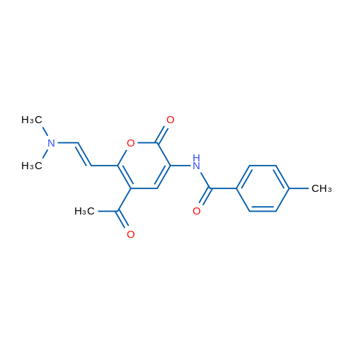 N-{5-acetyl-6-[(E)-2-(dimethylamino)ethenyl]-2-oxo-2H-pyran-3-yl}-4-methylbenzamide 1g
