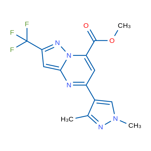 Methyl 5-(1,3-dimethyl-1H-pyrazol-4-yl)-2-(trifluoromethyl)pyrazolo[1,5-a]pyrimidine-7-carboxylate 5g