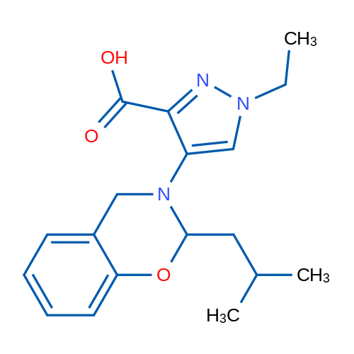 1-Ethyl-4-(2-isobutyl-2H-benzo[e][1,3]oxazin-3(4H)-yl)-1H-pyrazole-3-carboxylic acid 5g