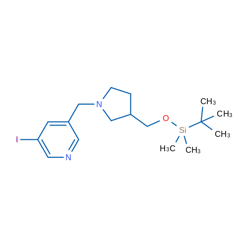 3-((3-(((tert-Butyldimethylsilyl)oxy)methyl)pyrrolidin-1-yl)methyl)-5-iodopyridine 1g
