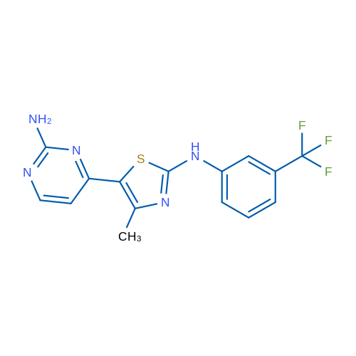 4-(4-Methyl-2-{[3-(trifluoromethyl)phenyl]amino}-1,3-thiazol-5-yl)pyrimidin-2-amine 1g